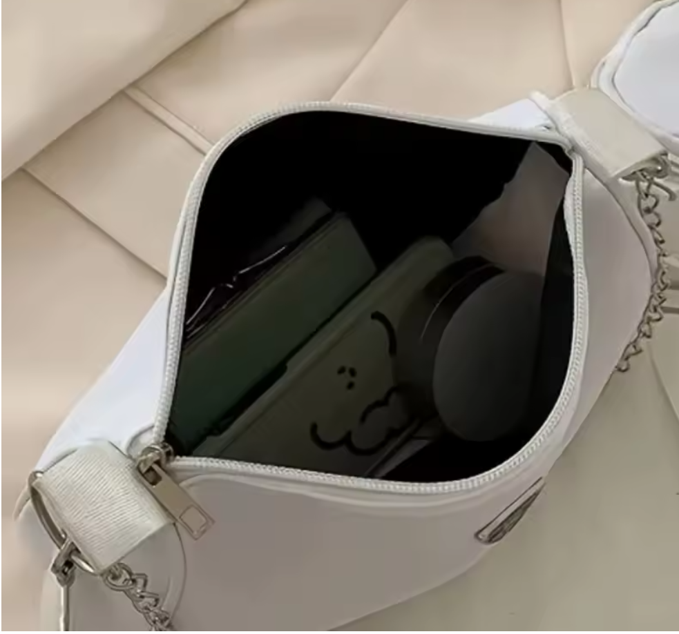 2-teiliges Damen Taschen Set – Nylon Schultertasche & Handtasche mit Kettenriemen, elegant & leicht, Freizeit & Reise, einfarbig, 20x30 cm, 2 Farben