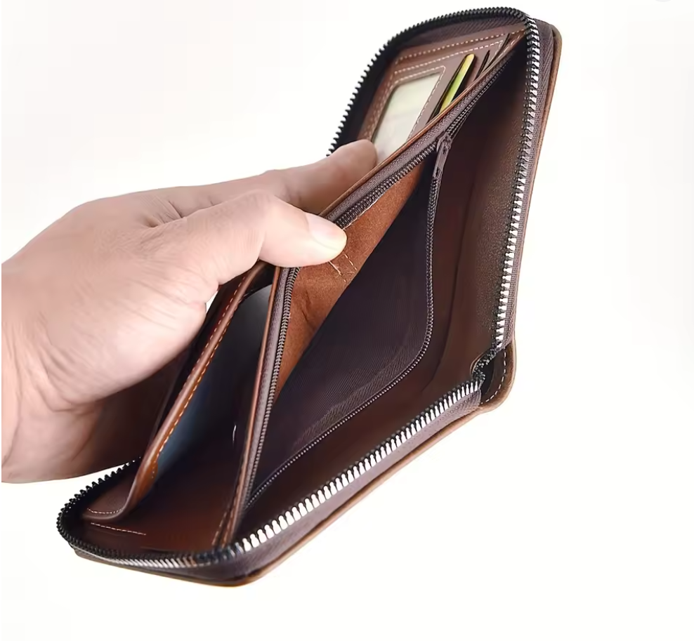 Herren Geldbörse aus PU Leder – Kompaktes Portemonnaie mit Reißverschluss, Kartenhalter & Münzfach – Stilvolle Männer Brieftasche in 3 Farben (11,5 x 9,5 x 2,3 cm)