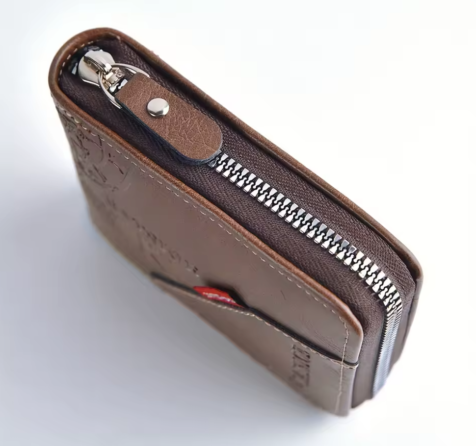 Herren Geldbörse aus PU Leder – Kompaktes Portemonnaie mit Reißverschluss, Kartenhalter & Münzfach – Stilvolle Männer Brieftasche in 3 Farben (11,5 x 9,5 x 2,3 cm)