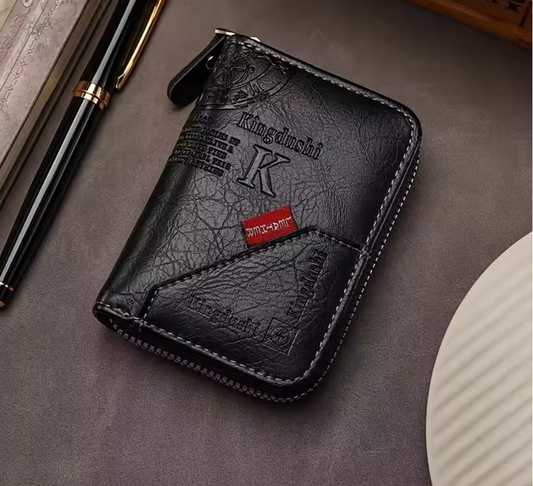 Vintage Geldbörse RFID 11x8x2,5 cm – Slim Wallet aus PU Leder, Kartenetui mit Reißverschluss & 11 Fächern, kompakt & sicher, Damen & Herren, 3 Farben