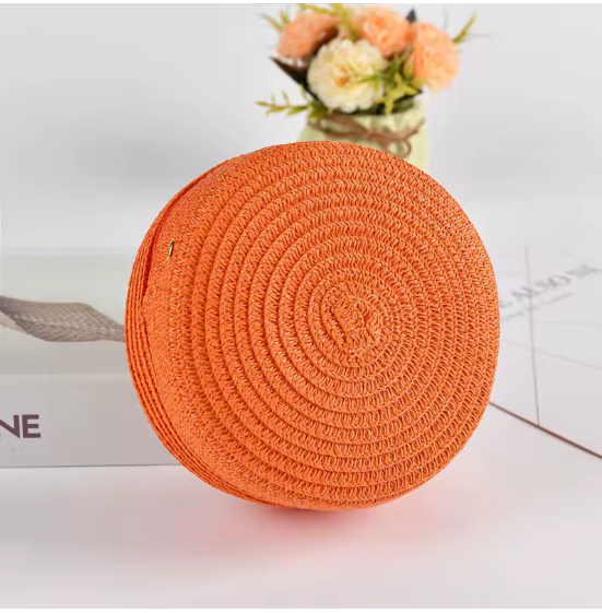 Runde Stroh Umhängetasche Damen 16x6,5x16 cm – Handgewebte Rattan Strandtasche, Sommer Schultertasche & Crossbody Bag, Boho Style, verschiedene Farben