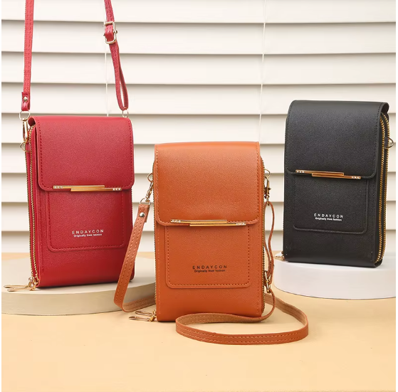 Touchscreen Handy Umhängetasche Damen 19x12x4 cm – Crossbody Handytasche mit Kartenhalter & Schloss, PU Leder, kompakt & sicher, verschiedene Farben