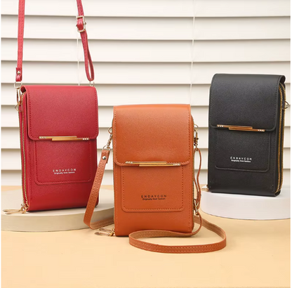 Touchscreen Handy Umhängetasche Damen 19x12x4 cm – Crossbody Handytasche mit Kartenhalter & Schloss, PU Leder, kompakt & sicher, verschiedene Farben