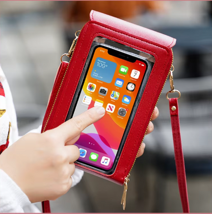 Touchscreen Handy Umhängetasche Damen 19x12x4 cm – Crossbody Handytasche mit Kartenhalter & Schloss, PU Leder, kompakt & sicher, verschiedene Farben