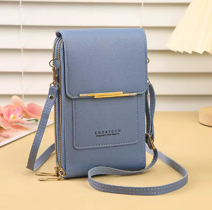 Touchscreen Handy Umhängetasche Damen 19x12x4 cm – Crossbody Handytasche mit Kartenhalter & Schloss, PU Leder, kompakt & sicher, verschiedene Farben