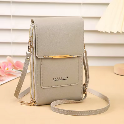 Touchscreen Handy Umhängetasche Damen 19x12x4 cm – Crossbody Handytasche mit Kartenhalter & Schloss, PU Leder, kompakt & sicher, verschiedene Farben