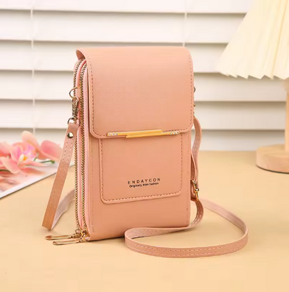 Touchscreen Handy Umhängetasche Damen 19x12x4 cm – Crossbody Handytasche mit Kartenhalter & Schloss, PU Leder, kompakt & sicher, verschiedene Farben