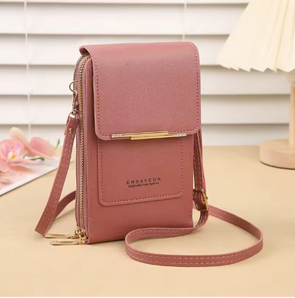 Touchscreen Handy Umhängetasche Damen 19x12x4 cm – Crossbody Handytasche mit Kartenhalter & Schloss, PU Leder, kompakt & sicher, verschiedene Farben