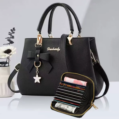 Damen Schultertasche 28x19x19 cm – Große Handtasche Herbst/Winter, elegante Umhängetasche mit Griff, Casual & Business Tasche, viel Stauraum, verschiedene Farben