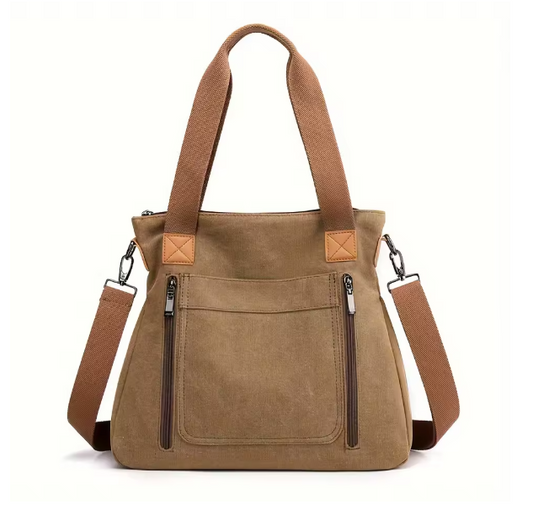 Damen Canvas Umhängetasche 27x16,5x10 cm – Große Handtasche mit viel Stauraum, Schulter- & Crossbody Bag, lässige Freizeittasche, verschiedene Modelle & Farben