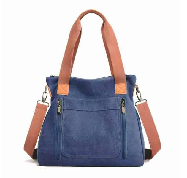 Damen Canvas Umhängetasche 27x16,5x10 cm – Große Handtasche mit viel Stauraum, Schulter- & Crossbody Bag, lässige Freizeittasche, verschiedene Modelle & Farben