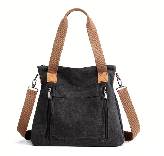 Damen Canvas Umhängetasche 27x16,5x10 cm – Große Handtasche mit viel Stauraum, Schulter- & Crossbody Bag, lässige Freizeittasche, verschiedene Modelle & Farben