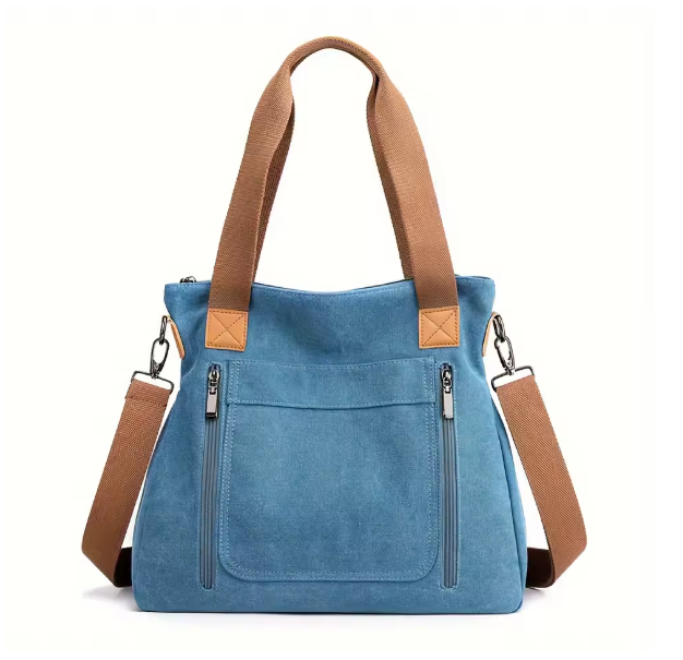 Damen Canvas Umhängetasche 27x16,5x10 cm – Große Handtasche mit viel Stauraum, Schulter- & Crossbody Bag, lässige Freizeittasche, verschiedene Modelle & Farben