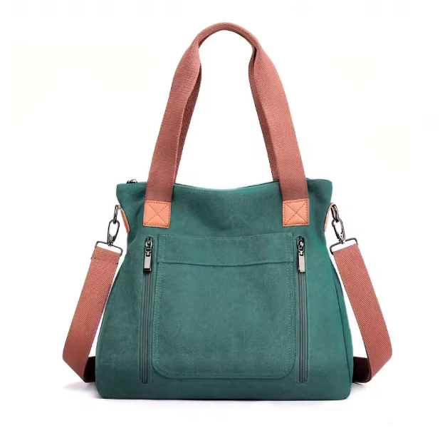 Damen Canvas Umhängetasche 27x16,5x10 cm – Große Handtasche mit viel Stauraum, Schulter- & Crossbody Bag, lässige Freizeittasche, verschiedene Modelle & Farben
