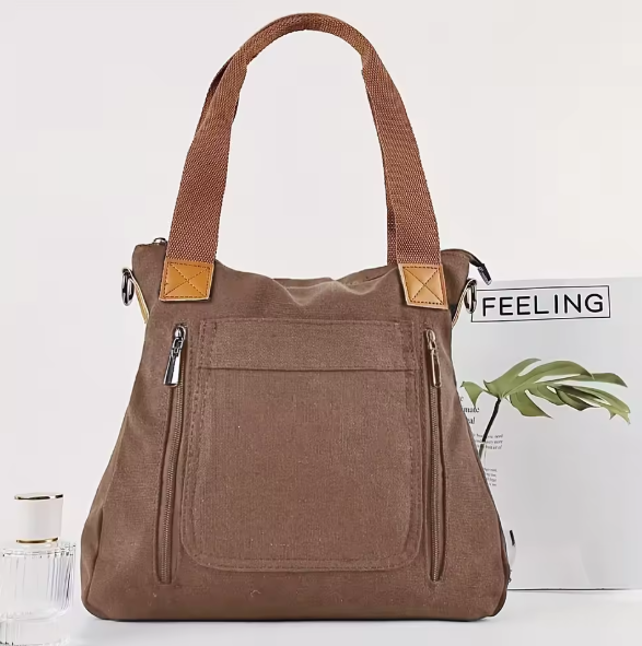 Damen Canvas Umhängetasche 27x16,5x10 cm – Große Handtasche mit viel Stauraum, Schulter- & Crossbody Bag, lässige Freizeittasche, verschiedene Modelle & Farben