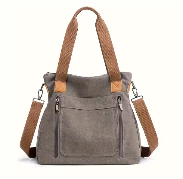 Damen Canvas Umhängetasche 27x16,5x10 cm – Große Handtasche mit viel Stauraum, Schulter- & Crossbody Bag, lässige Freizeittasche, verschiedene Modelle & Farben