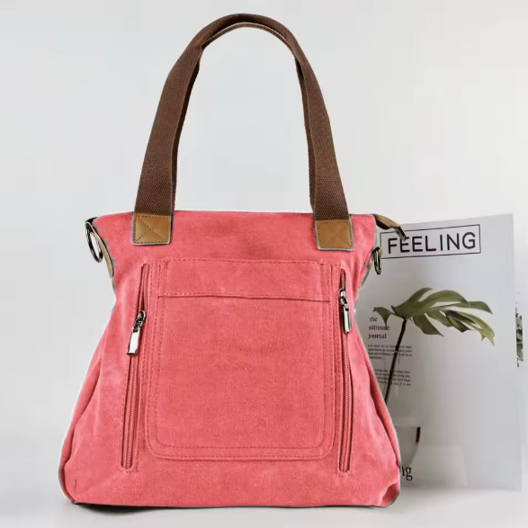 Damen Canvas Umhängetasche 27x16,5x10 cm – Große Handtasche mit viel Stauraum, Schulter- & Crossbody Bag, lässige Freizeittasche, verschiedene Modelle & Farben