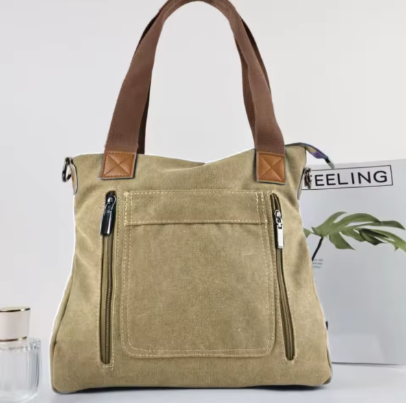 Damen Canvas Umhängetasche 27x16,5x10 cm – Große Handtasche mit viel Stauraum, Schulter- & Crossbody Bag, lässige Freizeittasche, verschiedene Modelle & Farben