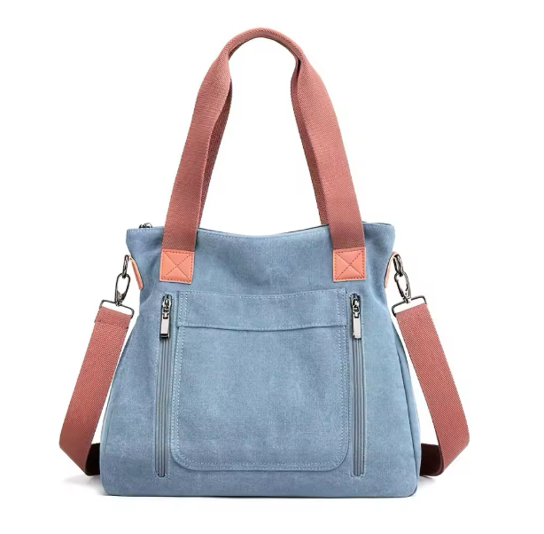Damen Canvas Umhängetasche 27x16,5x10 cm – Große Handtasche mit viel Stauraum, Schulter- & Crossbody Bag, lässige Freizeittasche, verschiedene Modelle & Farben