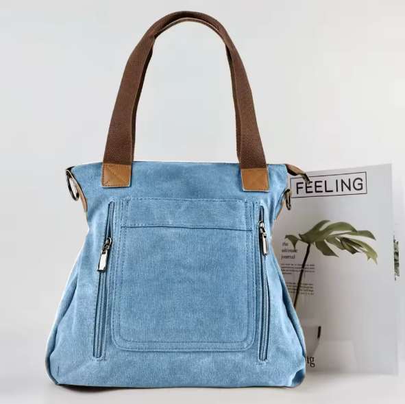 Damen Canvas Umhängetasche 27x16,5x10 cm – Große Handtasche mit viel Stauraum, Schulter- & Crossbody Bag, lässige Freizeittasche, verschiedene Modelle & Farben