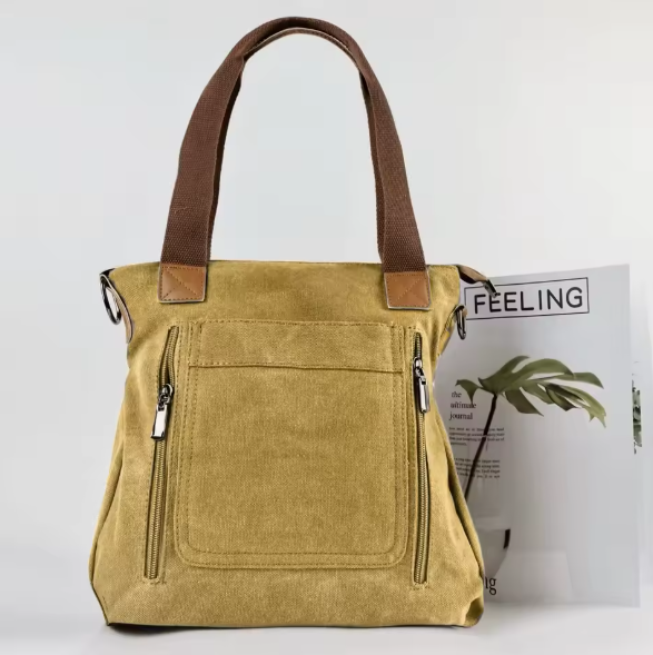 Damen Canvas Umhängetasche 27x16,5x10 cm – Große Handtasche mit viel Stauraum, Schulter- & Crossbody Bag, lässige Freizeittasche, verschiedene Modelle & Farben