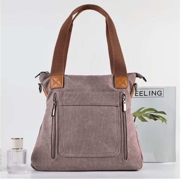 Damen Canvas Umhängetasche 27x16,5x10 cm – Große Handtasche mit viel Stauraum, Schulter- & Crossbody Bag, lässige Freizeittasche, verschiedene Modelle & Farben