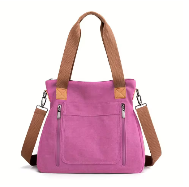Damen Canvas Umhängetasche 27x16,5x10 cm – Große Handtasche mit viel Stauraum, Schulter- & Crossbody Bag, lässige Freizeittasche, verschiedene Modelle & Farben