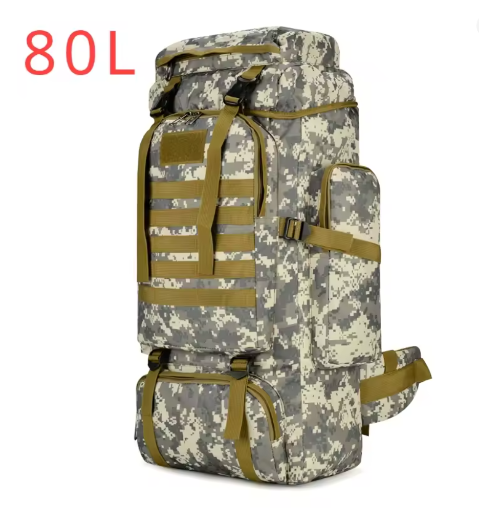 80L Outdoor Rucksack 70x33x19 cm – Taktischer Trekkingrucksack, großer Bergsteiger Rucksack, Wandern, Camping & Reisen, robust & wasserabweisend