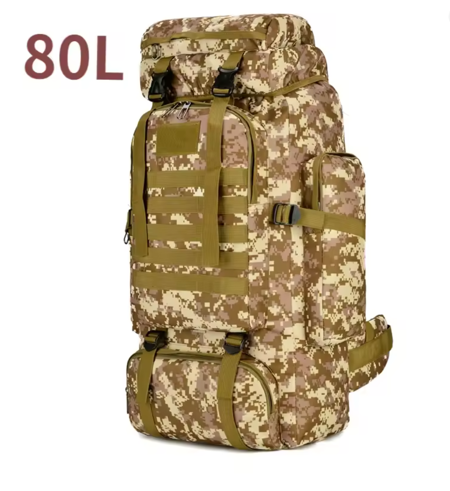 80L Outdoor Rucksack 70x33x19 cm – Taktischer Trekkingrucksack, großer Bergsteiger Rucksack, Wandern, Camping & Reisen, robust & wasserabweisend