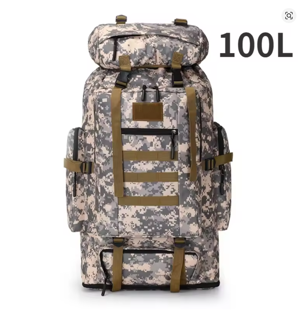 100L Outdoor Rucksack 90x40x30 cm – Taktischer Trekkingrucksack, großer Bergsteiger Rucksack, Wandern, Camping & Reisen, robust & wasserabweisend