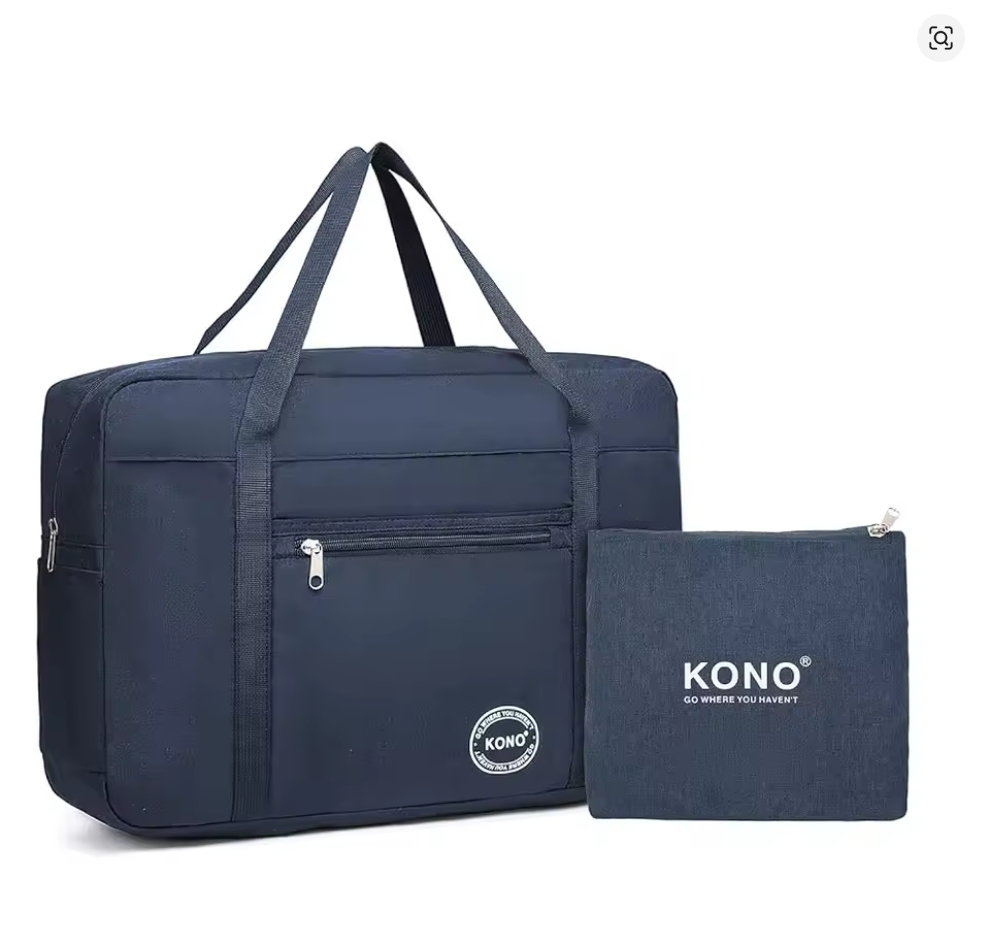 Kono Faltbare Handgepäck Tasche 45x32x14 cm – Leichte Nylon Reisetasche für Flugzeug, kompakt & strapazierfähig, Bordtasche & Travel Bag, 3 Farben