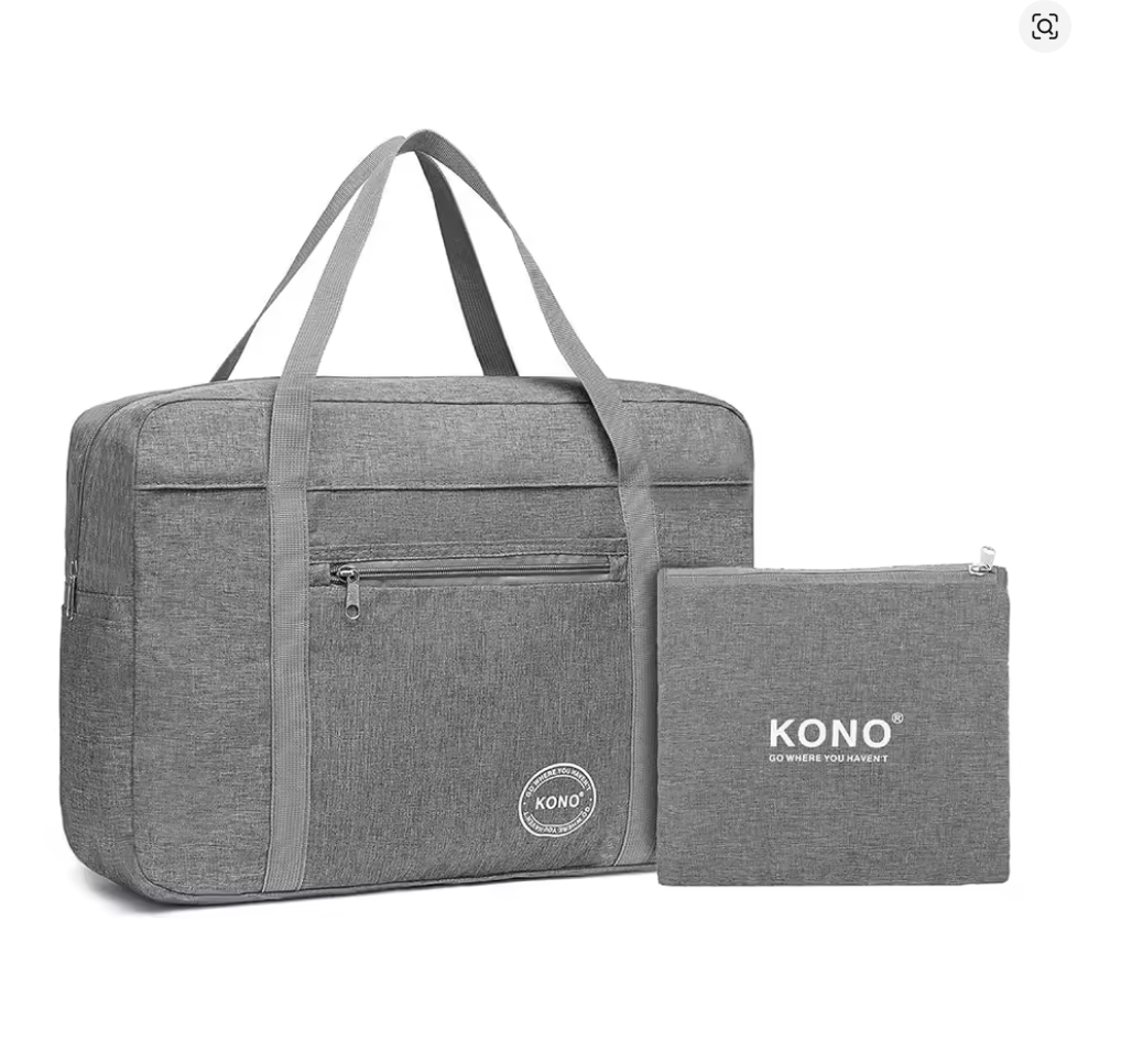 Kono Faltbare Handgepäck Tasche 45x32x14 cm – Leichte Nylon Reisetasche für Flugzeug, kompakt & strapazierfähig, Bordtasche & Travel Bag, 3 Farben