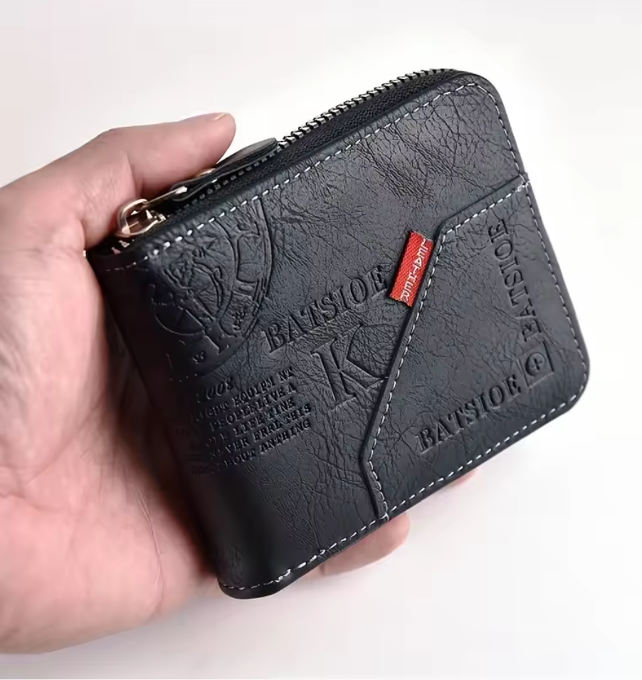 Herren Geldbörse aus PU Leder – Kompaktes Portemonnaie mit Reißverschluss, Kartenhalter & Münzfach – Stilvolle Männer Brieftasche in 3 Farben (11,5 x 9,5 x 2,3 cm)