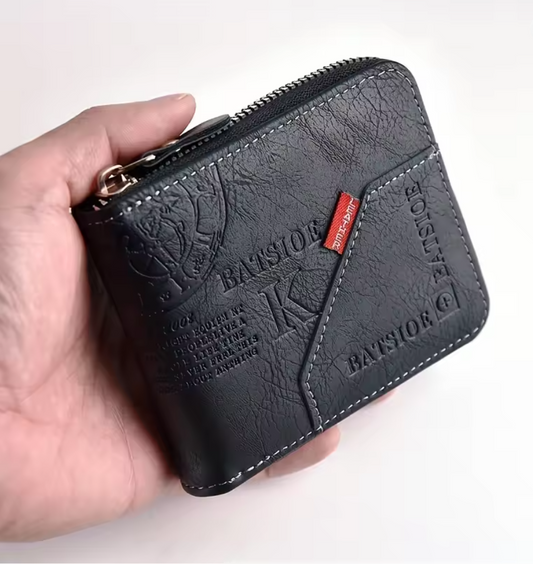 Herren Geldbörse aus PU Leder – Kompaktes Portemonnaie mit Reißverschluss, Kartenhalter & Münzfach – Stilvolle Männer Brieftasche in 3 Farben (11,5 x 9,5 x 2,3 cm)